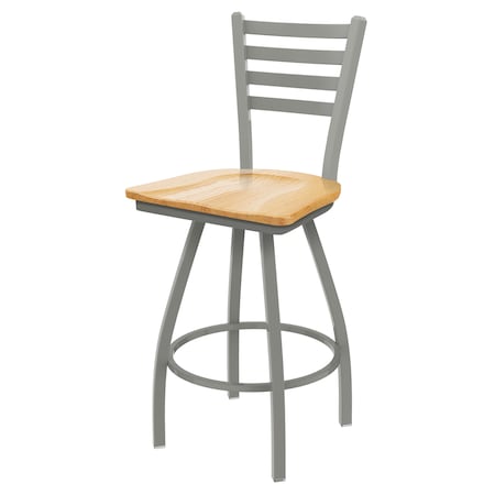 25 Swivel Counter Stool,Nickel Finish,Nat Oak Seat